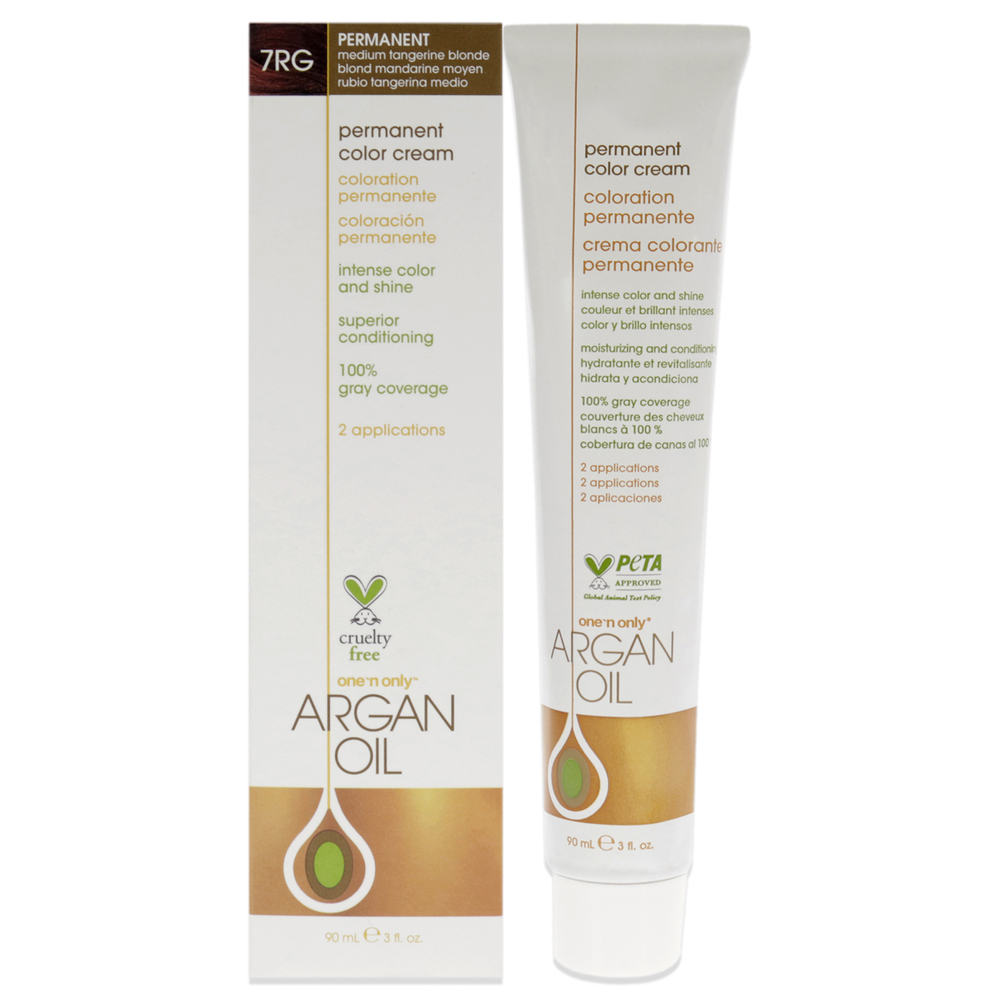 Argan Oil Permanent Color Cream - 7RG Medium Tangerine Blonde by One n Only 3 oz